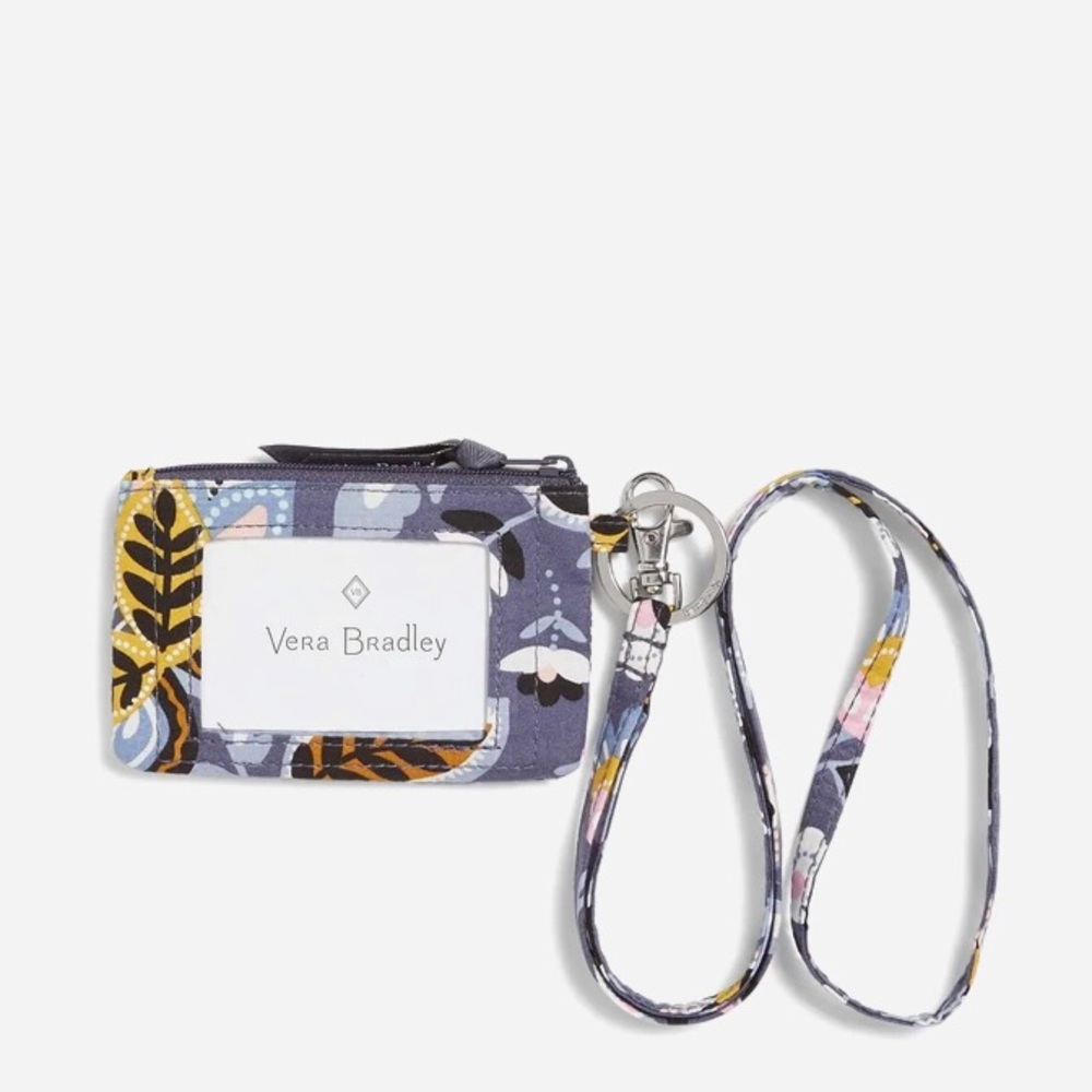 Vera Bradley Zip ID with Lanyard in Charmont Meadow.